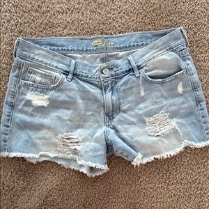 Old Navy Blue Distressed Jean Shorts Raw Hem